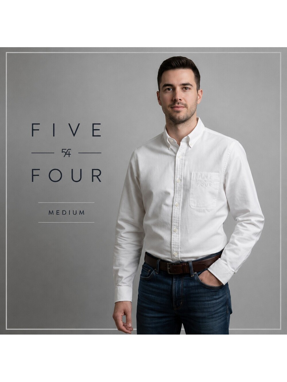 Five Four | Men's M | Classic White Button-Down Shirt